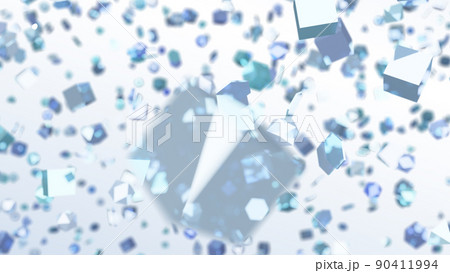 CGパーティクル　多角形オブジェクトの背景素材 90411994