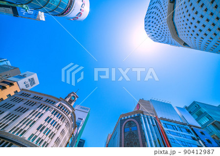 日本の東京都市景観 7月並み。5月だが東京初の真夏日。銀座の街並みなどを望む＝5月29日 90412987