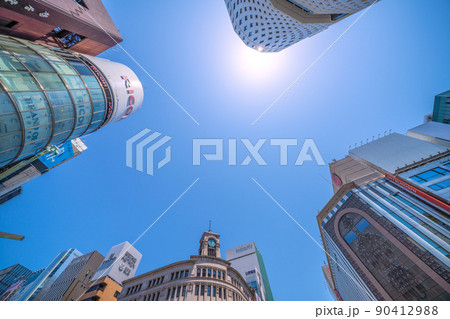 日本の東京都市景観 7月並み。5月だが東京初の真夏日。銀座の街並みなどを望む＝5月29日 90412988