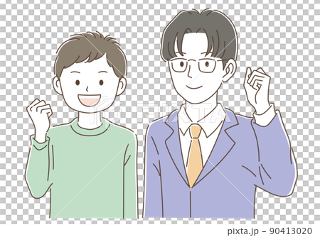 A teacher in a guts pose and a student in plain clothes 90413020