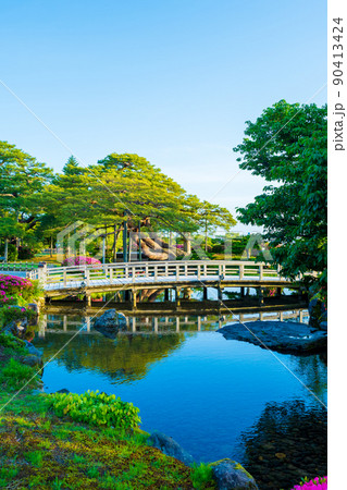 緑が美しい晴れの兼六園｜石川県金沢市 90413424