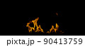 Fire Flames Igniting And Burning, Fiery orange glowing. Abstract background on the theme of fire. Real flames ignite. Royalty high-quality free stock image of overlay flames isolated on black backgrou 90413759