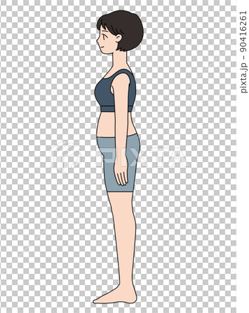 女性，側身全身，肥胖 90416261