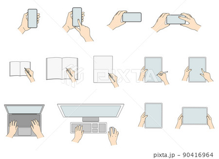 スマホ タブレット パソコンなどを操作する手 セット イラスト スマホ タブレット パソコンなどを操作する手 セット イラスト 90416964