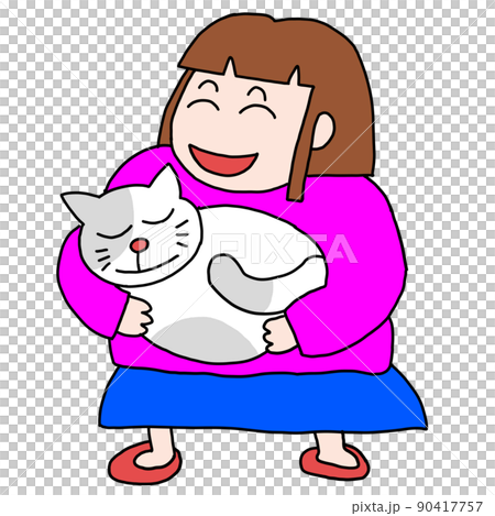 猫を抱く女性 90417757