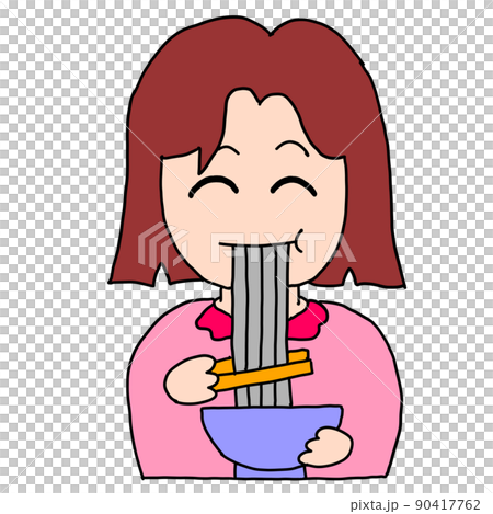 A woman eating soba A woman eating soba 90417762