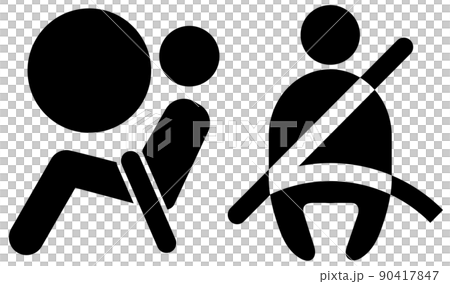 汽車駕駛安全帶安全氣囊座椅人圖標象形圖黑色 90417847