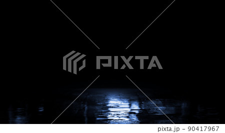 3D Rendering abstract wet asphalt with reflection of lights. 90417967