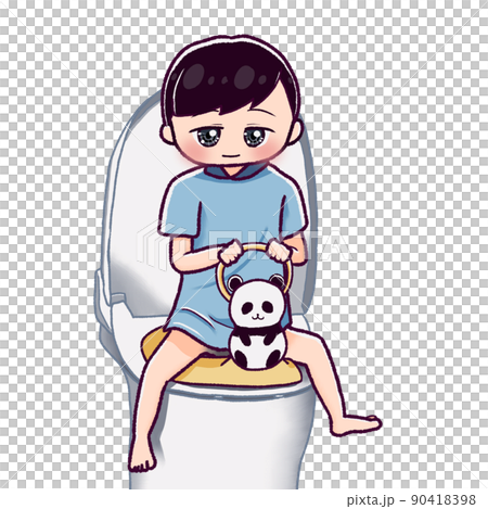 Boy doing potty training 90418398