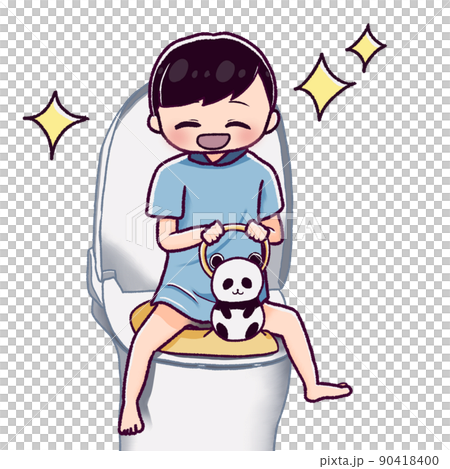 Boy laughing after potty training 90418400