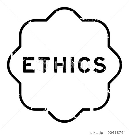 Grunge black ethics word rubber seal stamp on white background 90418744