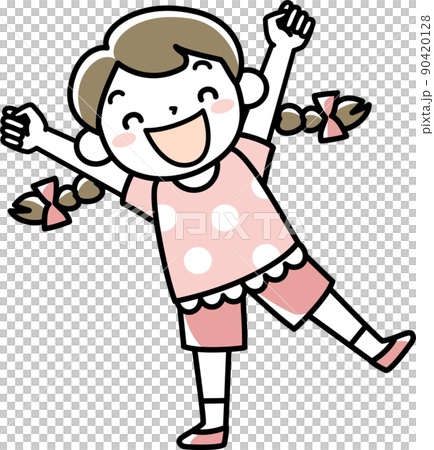 Girl in summer clothes jumping up with a smile - Stock Illustration ...