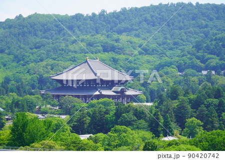 緑が美しい森の中の東大寺 90420742
