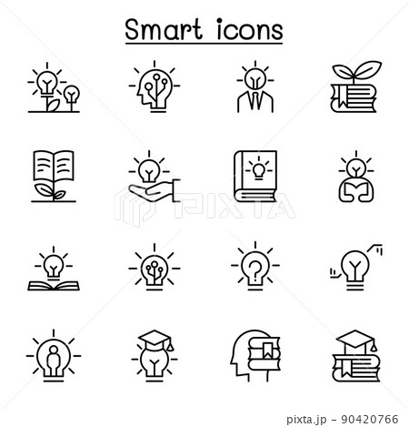 Smart , Knowledge, wisdom icon set thin line style Smart , Knowledge, wisdom icon set thin line style 90420766