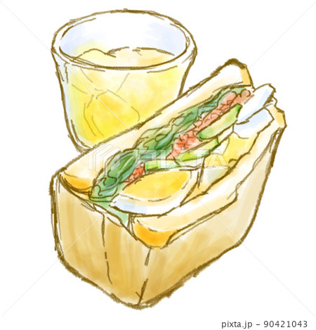 おしゃれサンドイッチ 飲み物付き のイラスト素材