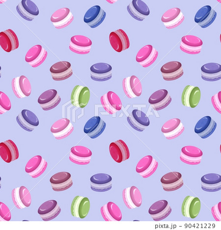 Pattern with macaroon cookies. Purple background. Pattern with macaroon cookies. Purple background. 90421229
