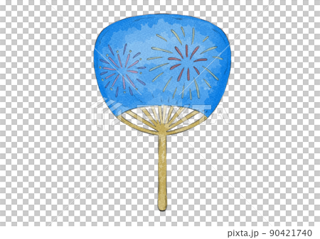 花火の模様入りうちわのイラスト(水彩風) 花火の模様入りうちわのイラスト(水彩風) 90421740