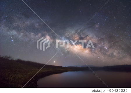 Milky Way Galaxy over lake. 90422022