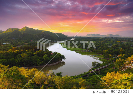 landscape in the morning of the Kwai Noi River 90422035