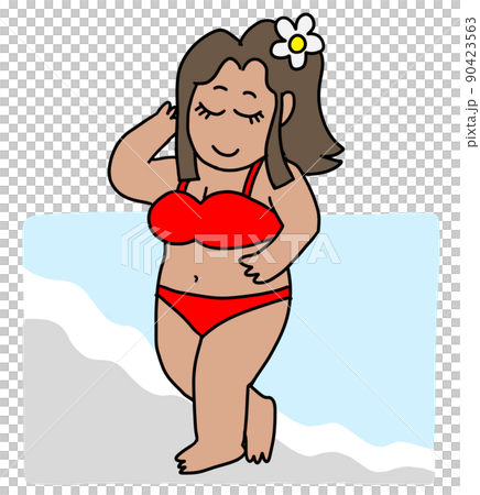 A woman in a red swimsuit A woman in a red swimsuit 90423563