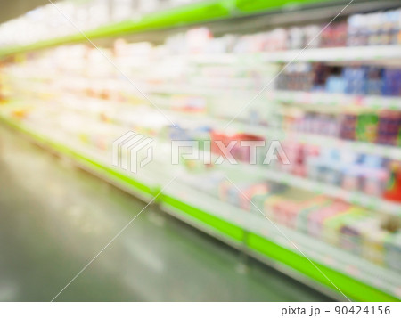supermarket refrigerator shelves blurred background supermarket refrigerator shelves blurred background 90424156