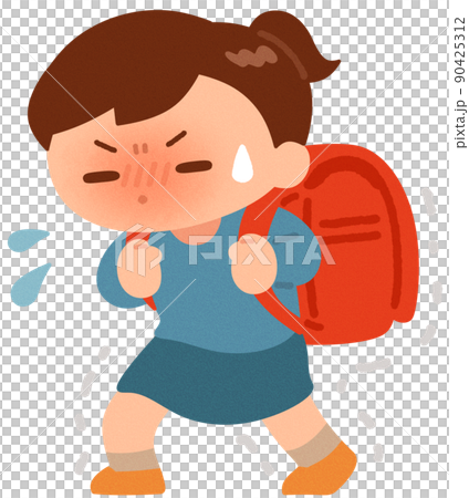 背著沉重書包的女孩 90425312