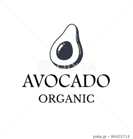 Avocado doodle outline icon. Logo organic fruit and vegetable illustration. 90425713
