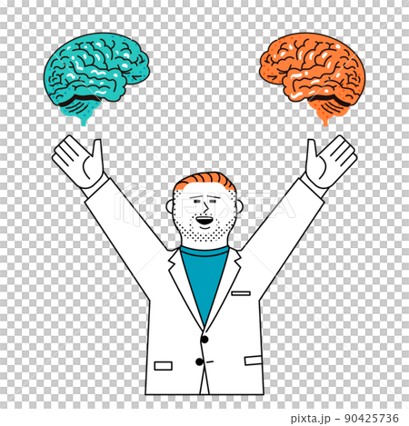 A man in a brain and a lab coat A man in a brain and a lab coat 90425736