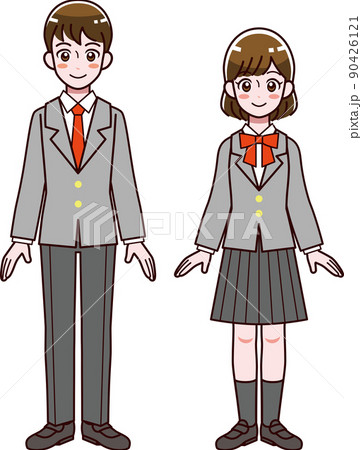 ブレザー制服の男女のイラスト ブレザー制服の男女のイラスト 90426121