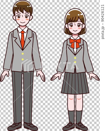 ブレザー制服の男女のイラスト ブレザー制服の男女のイラスト 90426121