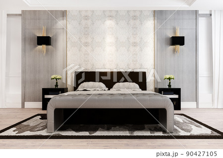3d rendering beautiful luxury bedroom suite in hotel with tv 3d rendering beautiful luxury bedroom suite in hotel with tv 90427105