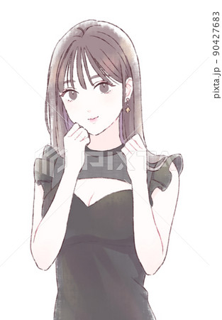 あざとい女性 ブラウスのイラスト素材