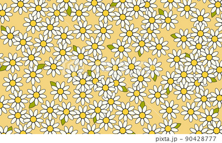 Illustration of a lot of white flowers on yellow background vector 90428777