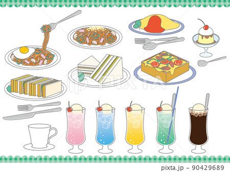 喫茶店メニューイラストセット 喫茶店メニューイラストセット 90429689