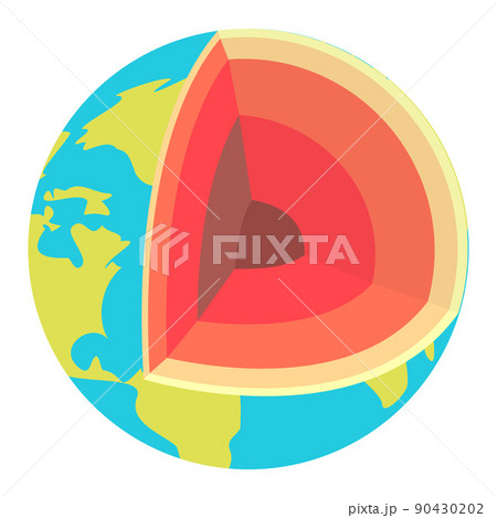 Cartoon earth cutaway vector isolated object Cartoon earth cutaway vector isolated object 90430202