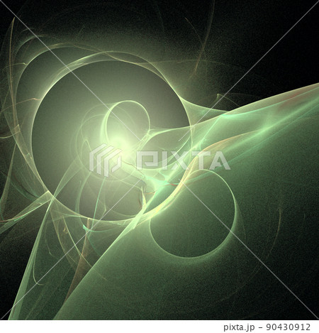 fantastic space illustration of a green planet on a black background, star system, color graphics, background, design 90430912