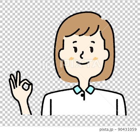A female shop clerk with a smile and an OK sign 90431059