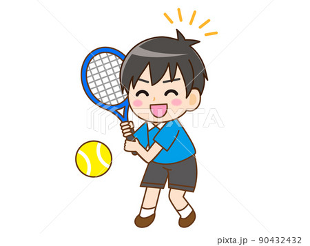 テニスラケットを握る男の子のイラスト素材5のイラスト素材