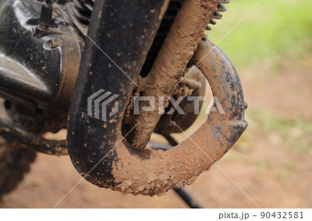 mud stick on motorbike from long using in rainy season for cleaning concept mud stick on motorbike from long using in rainy season for cleaning concept 90432581