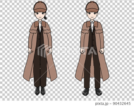 探偵の格好をした日本人男女の立ち絵 探偵の格好をした日本人男女の立ち絵 90432645