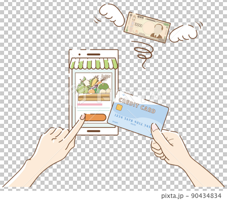 Online shopping on your smartphone-vegetables- 90434834