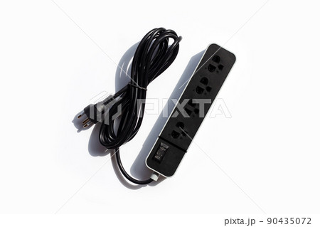 Electrical power strip and plug on white background. Electrical power strip and plug on white background. 90435072