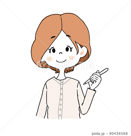 ペンを持った女の子【左利き】のイラスト ペンを持った女の子【左利き】のイラスト 90436568