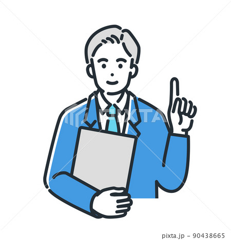 指差しするスーツを着た男性のイラスト 90438665