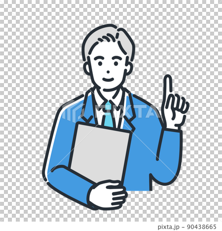 指差しするスーツを着た男性のイラスト 90438665