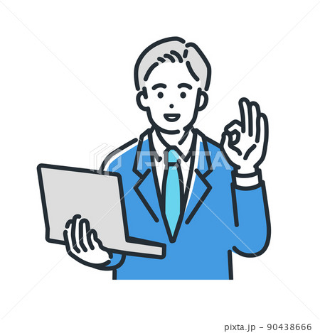 OKポーズをして微笑む男性のイラスト 90438666