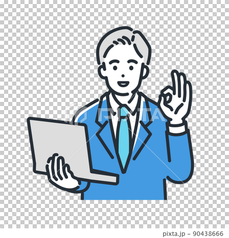 OKポーズをして微笑む男性のイラスト 90438666