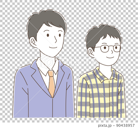 一起仰視的男老師和便衣男學生 一起仰視的男老師和便衣男學生 90438957