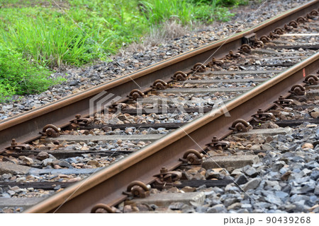鉄道、ローカル線の線路、那須烏山、栃木県 90439268