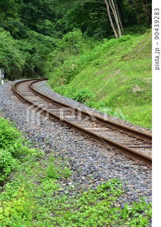 鉄道、ローカル線の線路、那須烏山、栃木県 鉄道、ローカル線の線路、那須烏山、栃木県 90439283